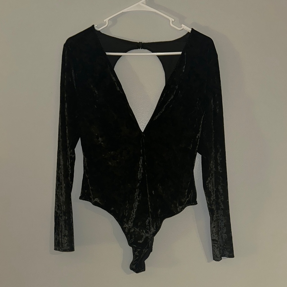 Victoria's Secret Black Long Sleeve Fitted Bodysuit with Cut Out